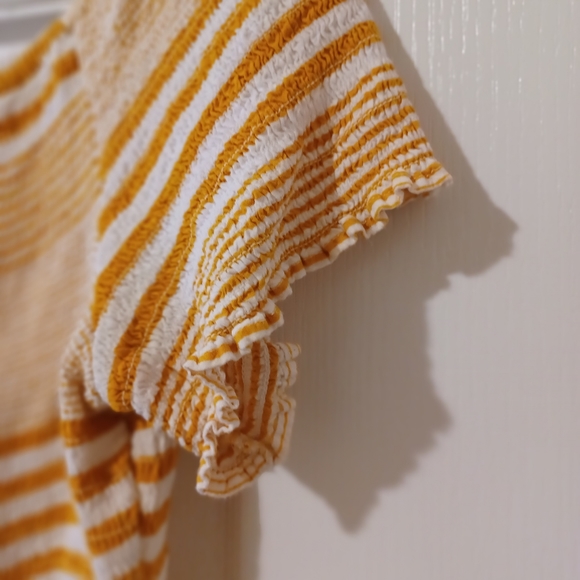 18 CENTIMETERS Fitted Bodice Smock Top Gold and White Striped Size 1X - Picture 6 of 10